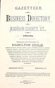 Cover of: Gazetteer and business directory of Addison County, Vt., for 1881- 82.