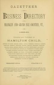 Cover of: Gazetteer and business directory of Franklin and Grand Isle counties,  Vt., for 1882-83.