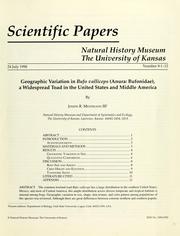 Cover of: Geographic variation in Bufo valliceps (Anura: Bufonidae), a widespread toad in the United States and Middle America by Joseph R. Mendelson