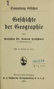 Cover of: Geschichte der Geographie.