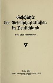 Cover of: Geschichte der Gesellschafts-Klassen in Deutschland.