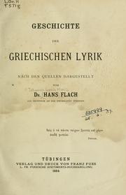 Cover of: Geschichte der griechischen Lyrik: nach den Quellen dargestellt