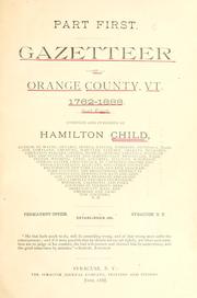 Cover of: Gazetteer of Orange County, Vt., 1762-1888.
