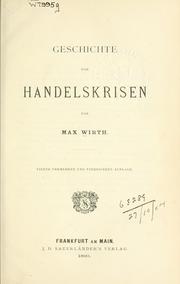 Cover of: Geschichte der Handelskrisen.