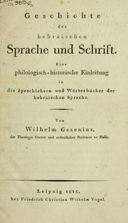Cover of: Geschichte der hebräischen Sprache und Schrift. by Wilhelm Gesenius