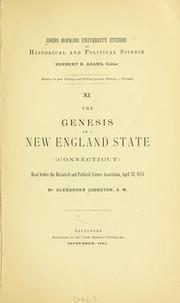 Cover of: genesis of a New England state (Connecticut).