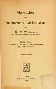Cover of: Geschichte der indischen Litteratur. by Moritz Winternitz