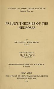 Cover of: Freud's theories of the neuroses by Eduard Hitschmann