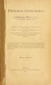 Cover of: Freeman genealogy in three parts by Frederick Freeman