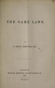 Cover of: game laws