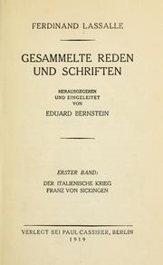 Cover of: Gesammelte Reden und Schriften by Ferdinand Lassalle