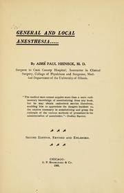 Cover of: General and local anesthesia
