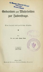 Cover of: Gedanken und Wahrheiten zur Judenfrage by Hans Rost