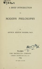 Cover of: A brief introduction of modern philosophy