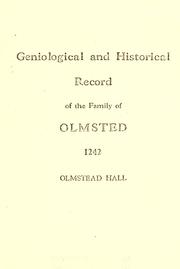 Cover of: Geniological [sic] and historical record of the family of Olmstead, 1242: Olmstead Hall.