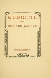 Cover of: Gedichte by Richard Wagner