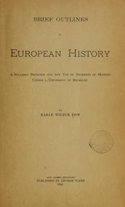 Cover of: Brief outlines in European history by Earle W. Dow