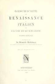 Cover of: Geschichte der Renaissance in Italien by Jacob Burckhardt