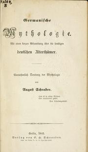Cover of: Germanische Mythologie by August Schrader