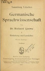 Cover of: Germanische Sprachwissenschaft by Richard Loewe, Richard Loewe