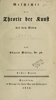 Cover of: Geschichte der Theorie der Kunst bei den Alten