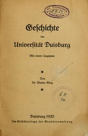 Cover of: Geschichte der Universität Duisburg by Walter Ring