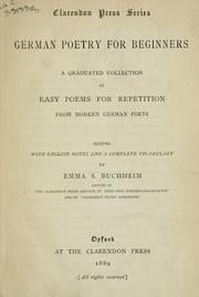 Cover of: German poetry for beginners by Emma Sophia Buchheim