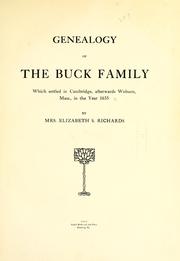 Cover of: Genealogy of the Buck family by Elizabeth S Richards
