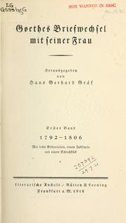 Cover of: Briefwechsel mit seiner Frau by Johann Wolfgang von Goethe