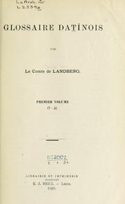 Cover of: Glossaire datînois.