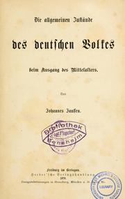Cover of: Geschichte des deutschen Volkes seit dem Ausgang des Mittelalters by Janssen, Johannes
