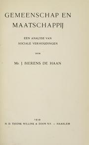 Gemeenschap en maatschappij by Johan Abraham Bierens de Haan