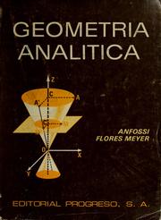 Cover of: Geometría analítica by Agustin Anfossi