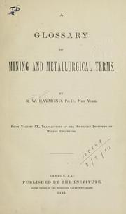Cover of: glossary of mining and metallurgical terms