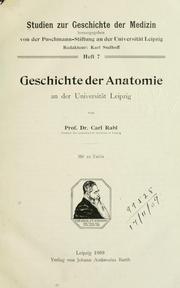 Cover of: Geschichte der Anatomie an der Universität Leipzig