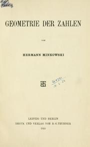 Cover of: Geometrie der Zahlen.