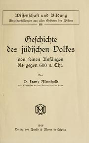 Cover of: Geschichte des jüdischen Volkes: von seinen Anfängen bis gegen 600 n. Chr.