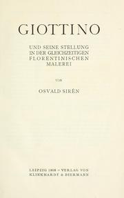 Cover of: Giottino und seine Stellung in der gleichzeitigen florentinischen Malerei.