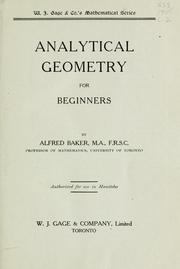 Cover of: Geometry for schools.  Analytical geometry for beginners by A. Baker