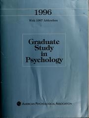 Front cover of Graduate study in psychology. by Unknown