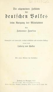 Cover of: Geschichte des deutschen volkes seit dem ausgang des mittelalters. by Janssen, Johannes