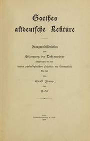 Cover of: Goethes aftdeutsche Lektüre