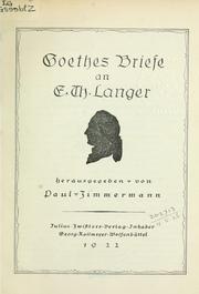 Cover of: Goethes Briefe an E.Th. Langer
