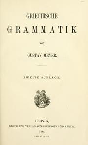 Cover of: Griechische Grammatik.