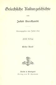 Cover of: Griechische Kulturgeschichte by Jacob Burckhardt