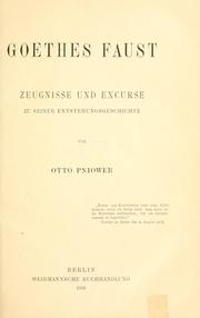 Cover of: Goethes Faust: Zeugnisse und Excurse zu seiner Entstehungsgeschichte.