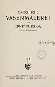 Cover of: Griechische Vasenmalerei by Ernst Buschor