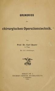 Grundriss der chirurgischen Operationstechnik