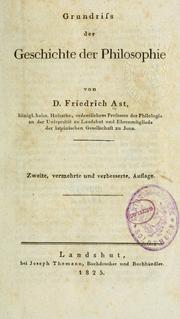 Cover of: Grundriss der Geschichte der Philosophie. by Friedrich Ast