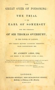 Cover of: The Great Oyer of Poisoning: The Trial of the Earl of Somerset for the Poisoning of Sir Thomas ...